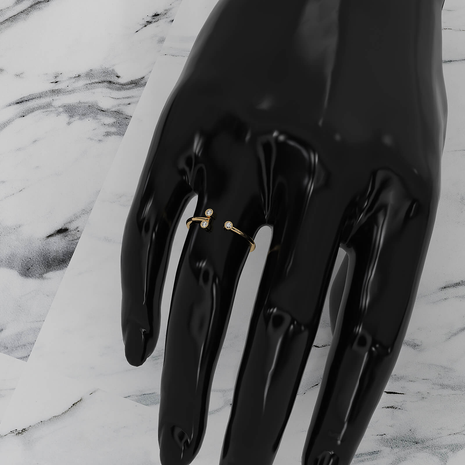 Alternating Open Cuff Round Lab Diamond Bezel Set Anniversary Ring 0.05ctw.